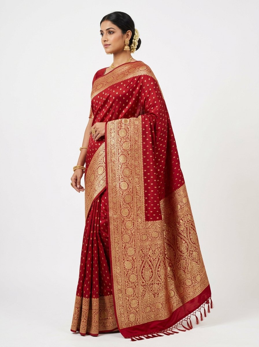 Red Katan Silk Saree (লাল কাতান সিল্ক শাড়ি) — photo 1