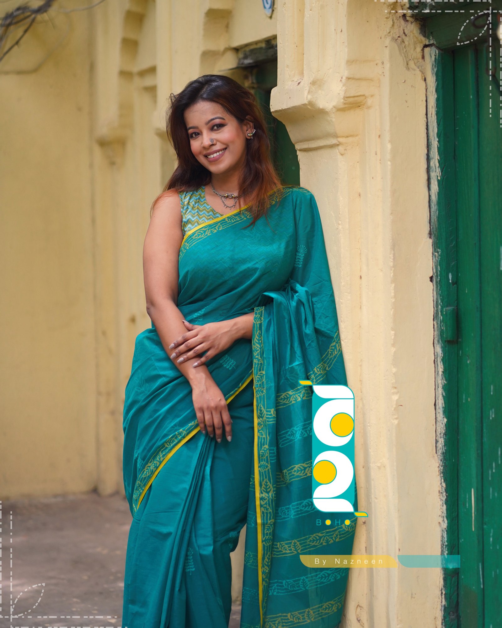 Pallabi (পল্লবী) - Handcrafted হ্যান্ডলুম কটন Saree by বহ - BOHO by Nazneen