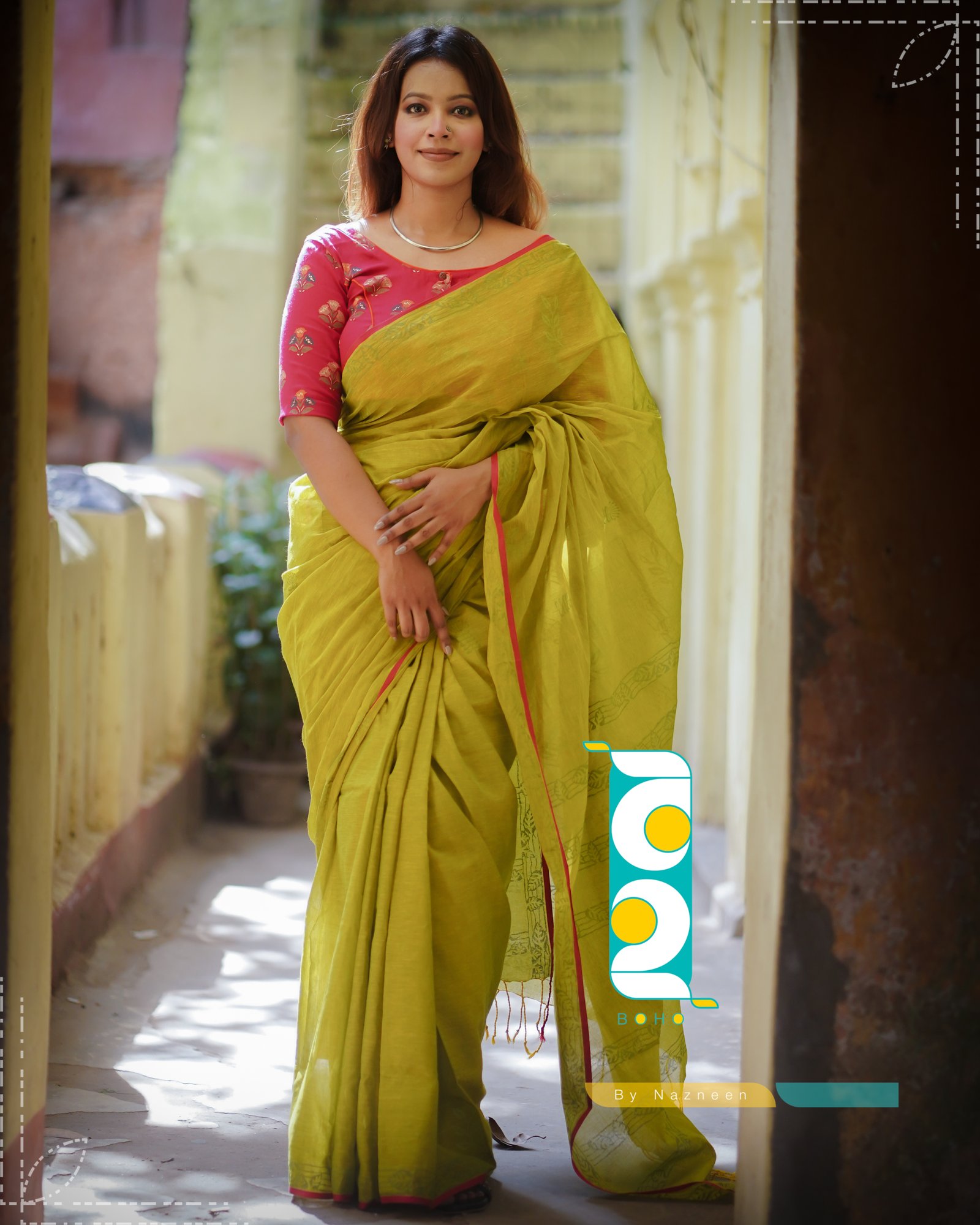 Pallabi (পল্লবী) - Handcrafted হ্যান্ডলুম কটন Saree by বহ - BOHO by Nazneen