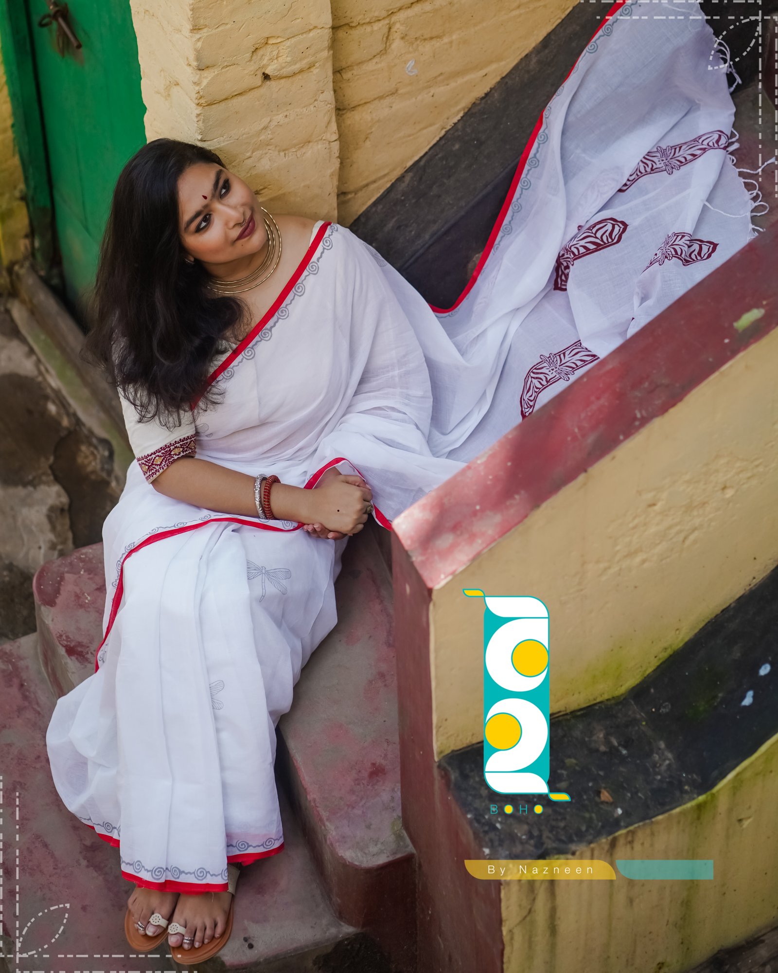Uma (উমা) - Handcrafted হ্যান্ডলুম কটন Saree by বহ - BOHO by Nazneen