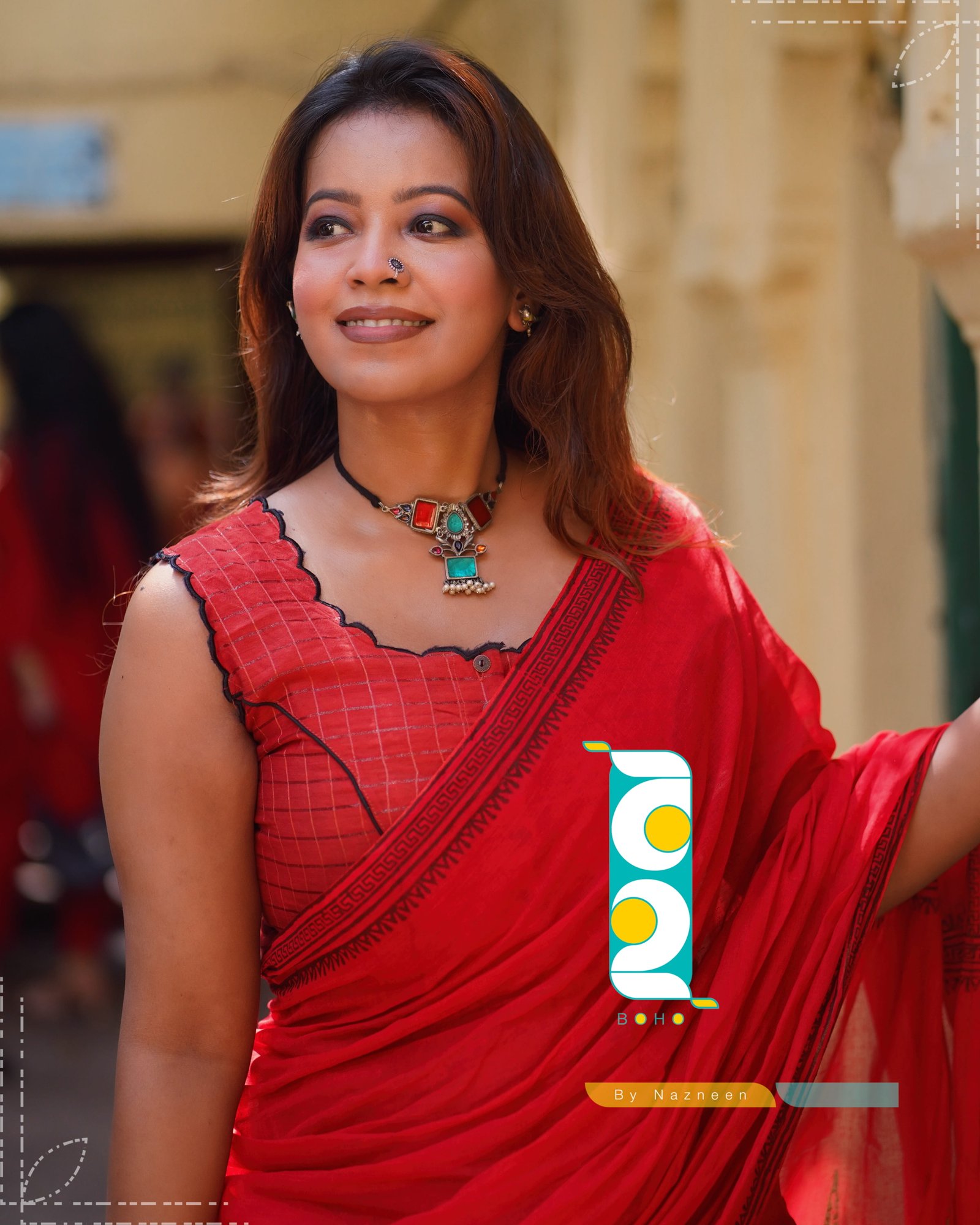 Ranga (রাঙা) - Handcrafted হ্যান্ডলুম কটন Saree by বহ - BOHO by Nazneen
