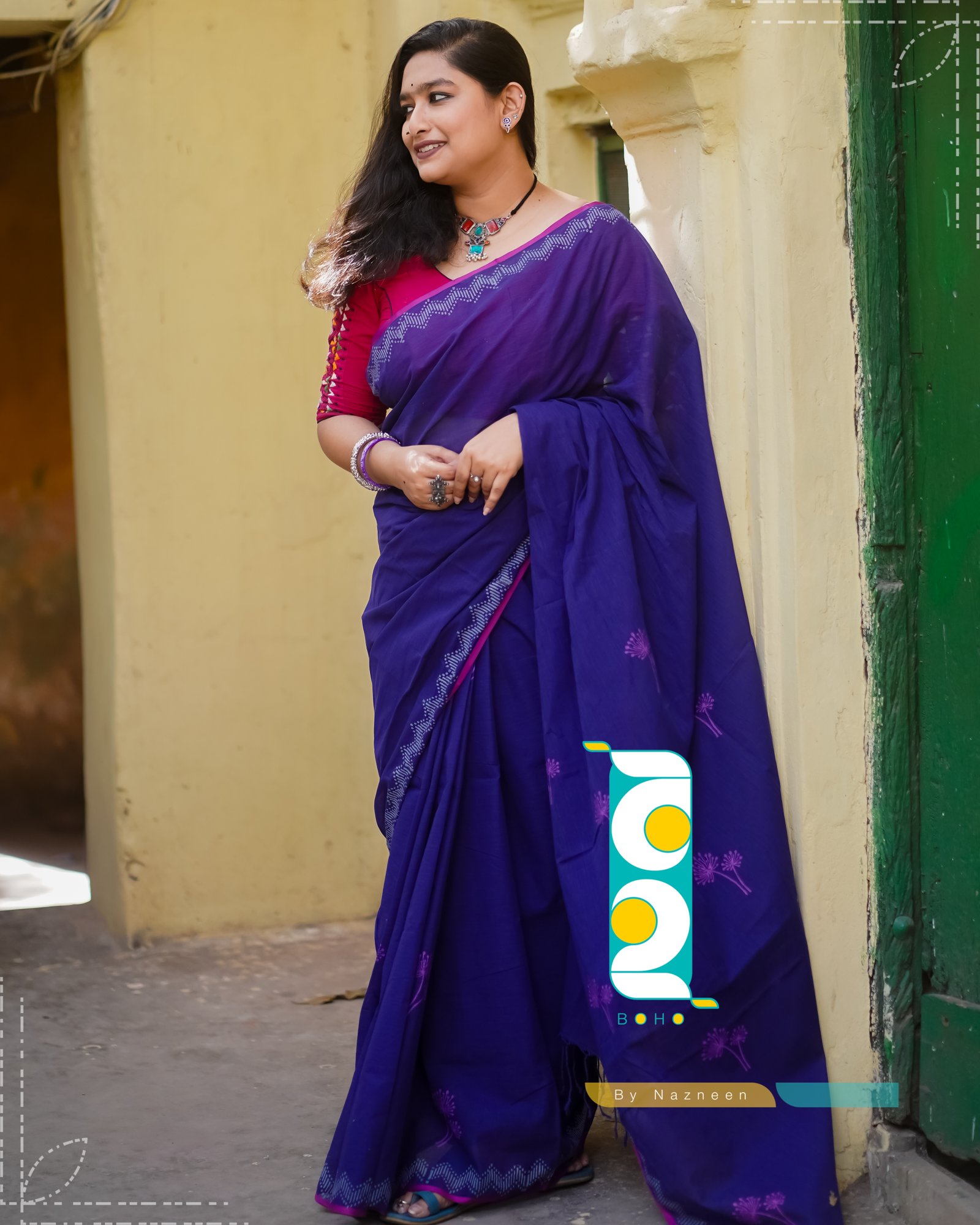 Liluya (লিলুয়া) - Handcrafted আড়ং কটন Saree by বহ - BOHO by Nazneen
