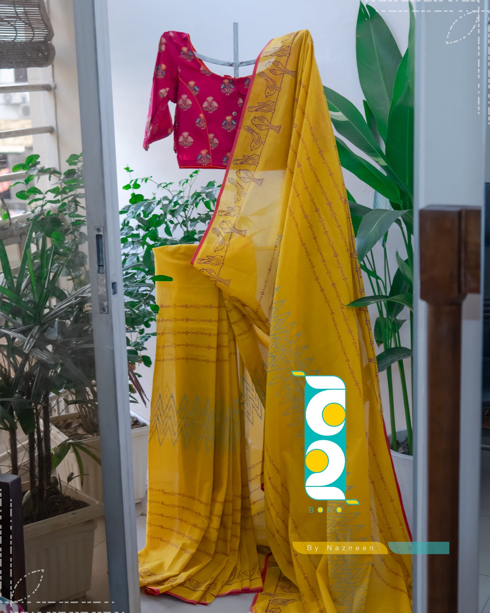 Finge (ফিঙ্গে) - Handcrafted আড়ং কটন Saree by বহ - BOHO by Nazneen