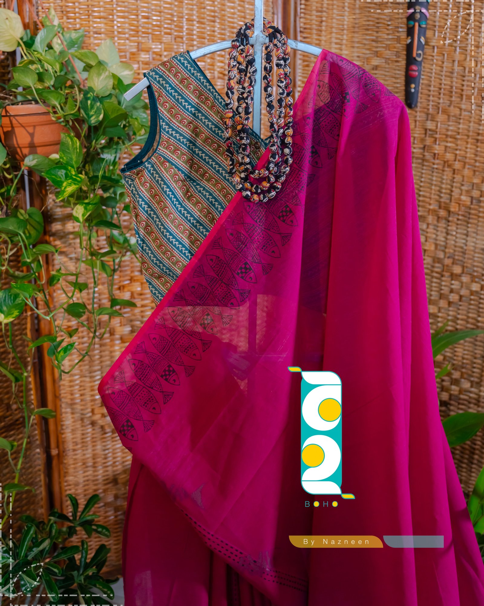 Min (মীন) - Handcrafted আড়ং কটন Saree by বহ - BOHO by Nazneen